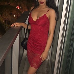 Red lace dress